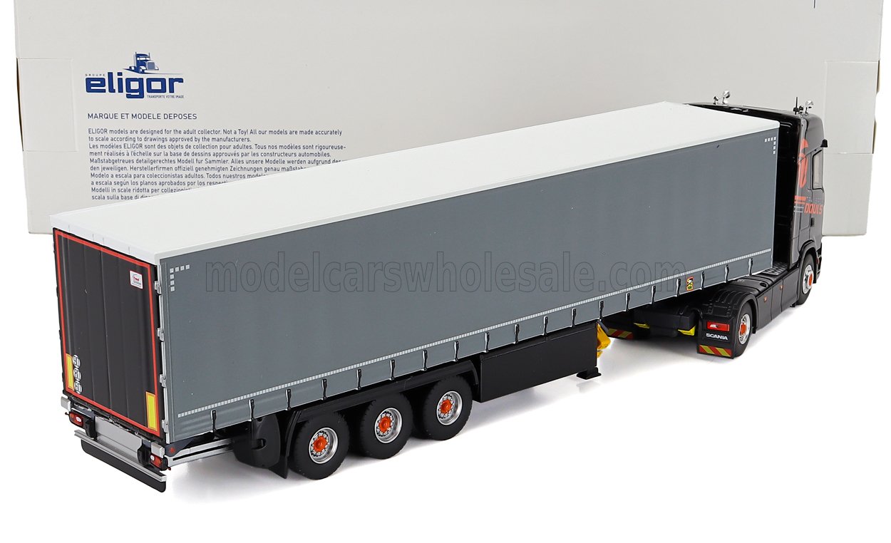 SCANIA - Camión S500 de Telonato Douls Transports 2021 - Negro y gris. Maqueta de coche en Vroomi