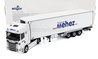 Modellino in scala del camion Scania S500 bianco con livrea Mehez Transports, di Eligor, con confezione — Vroomi