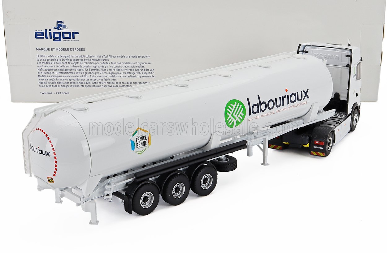 SCANIA - CAMIÓN CISTERNA S500 DE LABOURIAUX TRANSPORTS 2021 - BLANCO Maqueta de coche en Vroomi