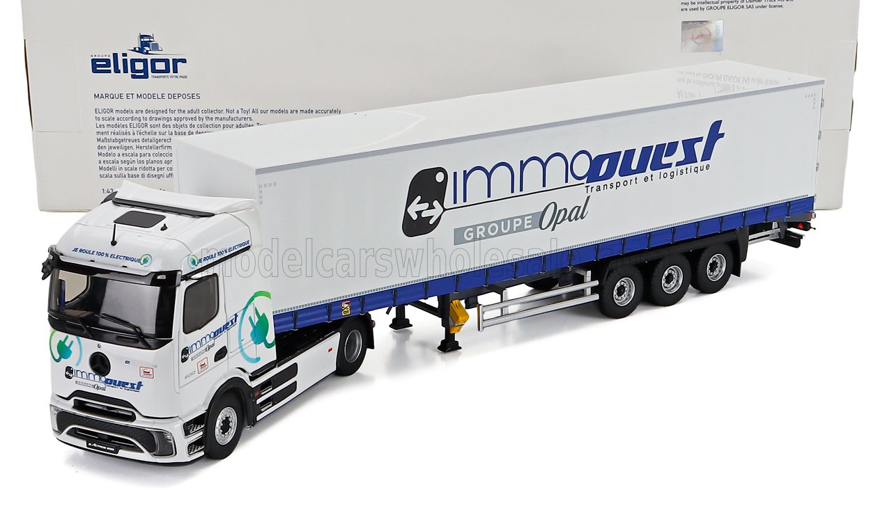 MERCEDES BENZ - E-ACTROS 600 CAMIÓN TELONATO IMMO OUEST 2025 - BLANCO Maqueta de coche en Vroomi