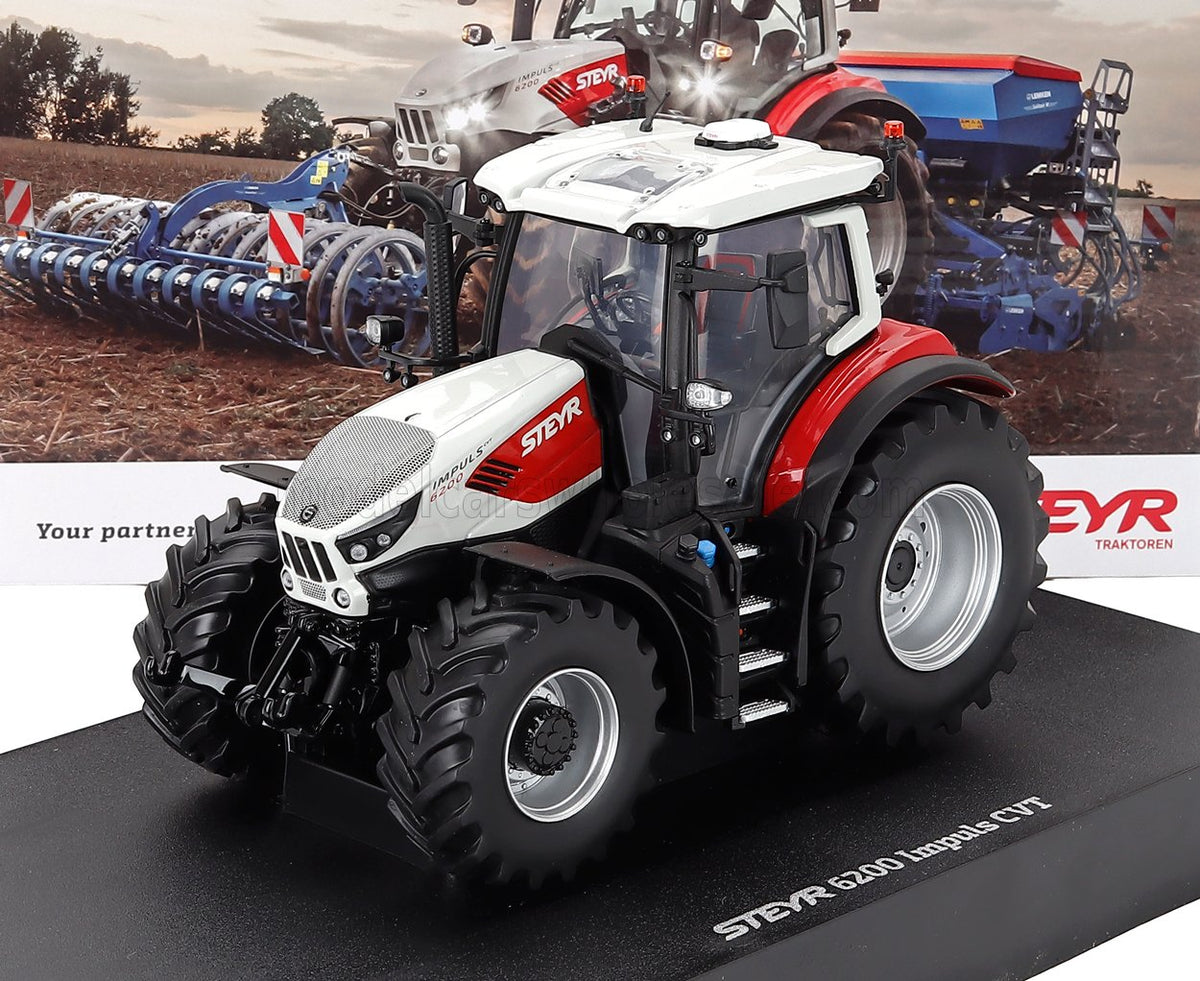 Steyr Impuls 6200 CVT Tractor 2022 White Red Universal Hobbies 1:32 scale model