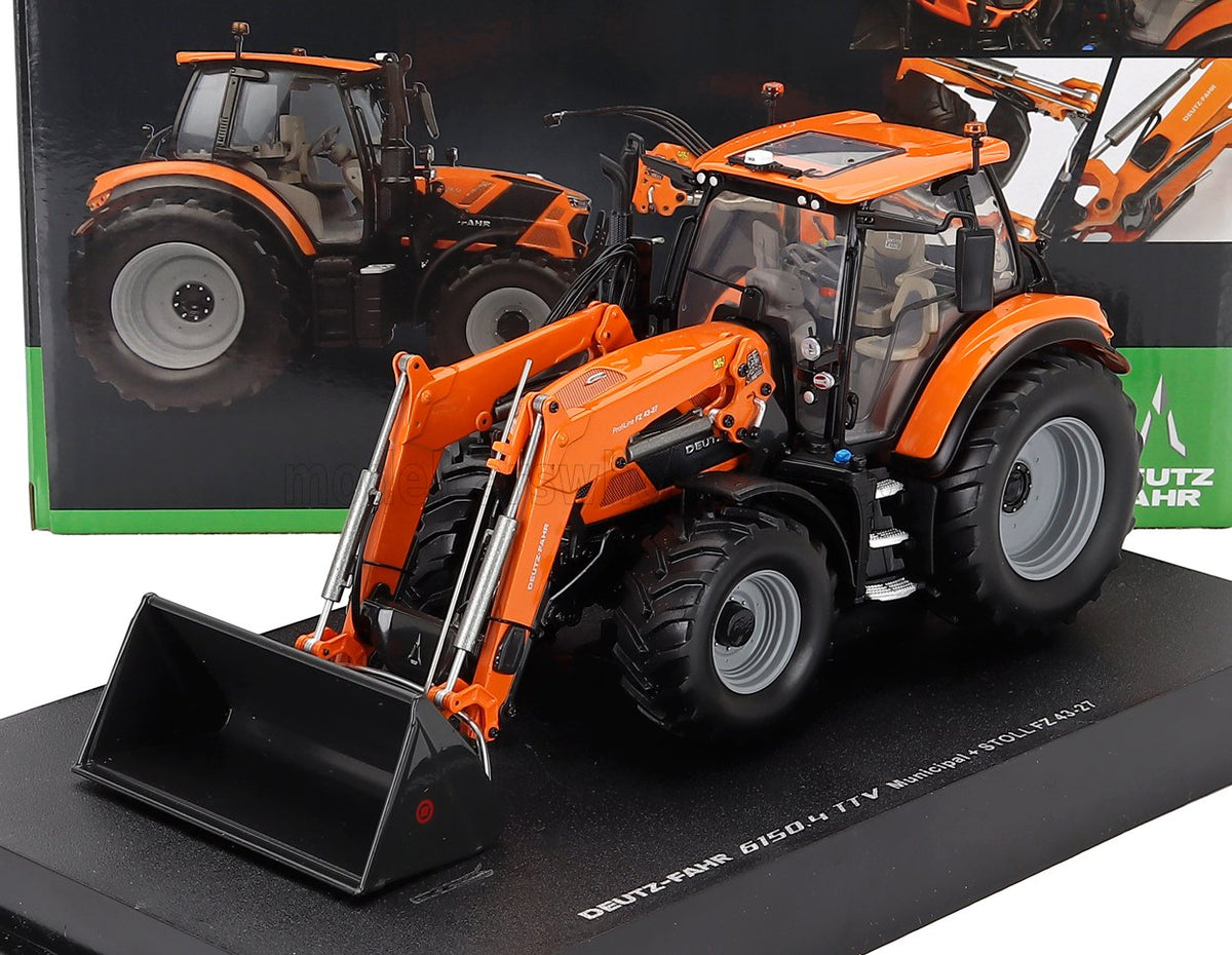 Deutz-Fahr 6150.4 TTV Tractor with FZ 47-23 Front Loader 2018 Orange Black Universal Hobbies 1:32 scale model
