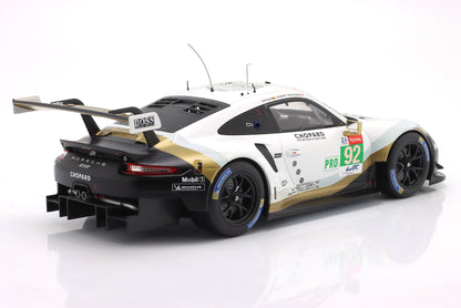 PORSCHE - 911 991 RSR 4.0L TEAM PORSCHE N 92 24h LE MANS 2019 MICHAEL CHRISTENSEN - KEVIN ESTRE - LAURENS VANTHOOR - WHITE BLACK GOLD
