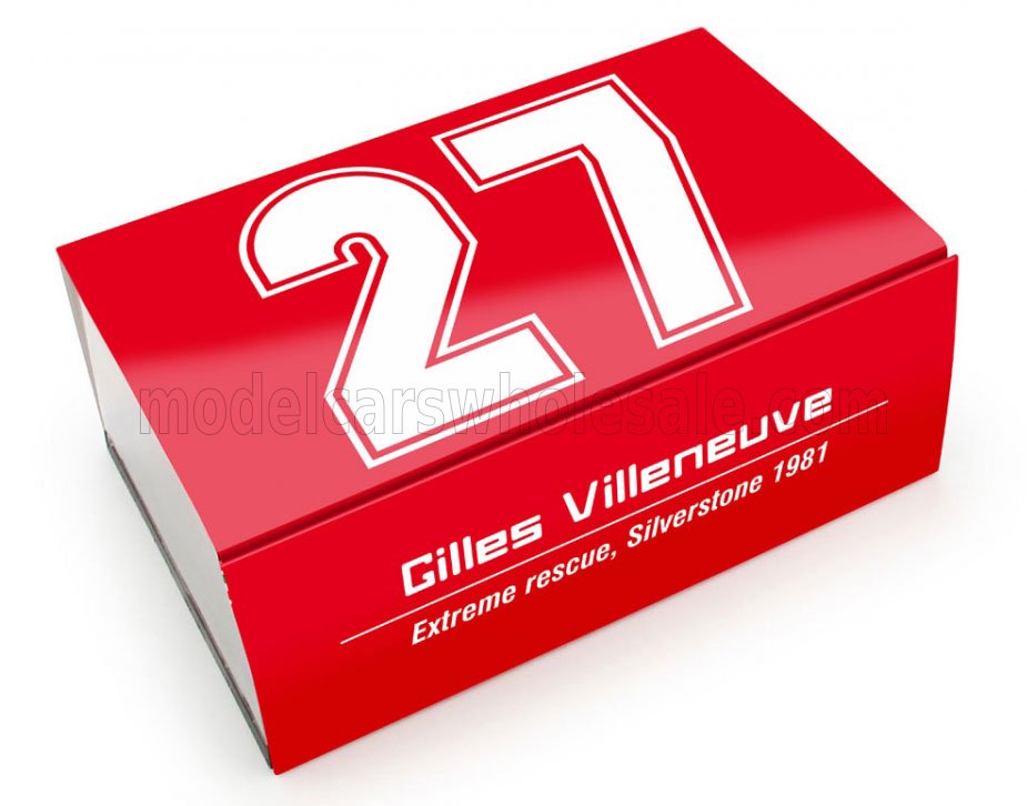 FERRARI - DIORAMA F1 126CK TURBO N 27 SILVERSTONE BRITISH GP WITH FIGURES 1981 GILLES VILLENEUVE - EXTREME RESCUE - IL SALVATAGGIO - RED Scale model car on Vroomi