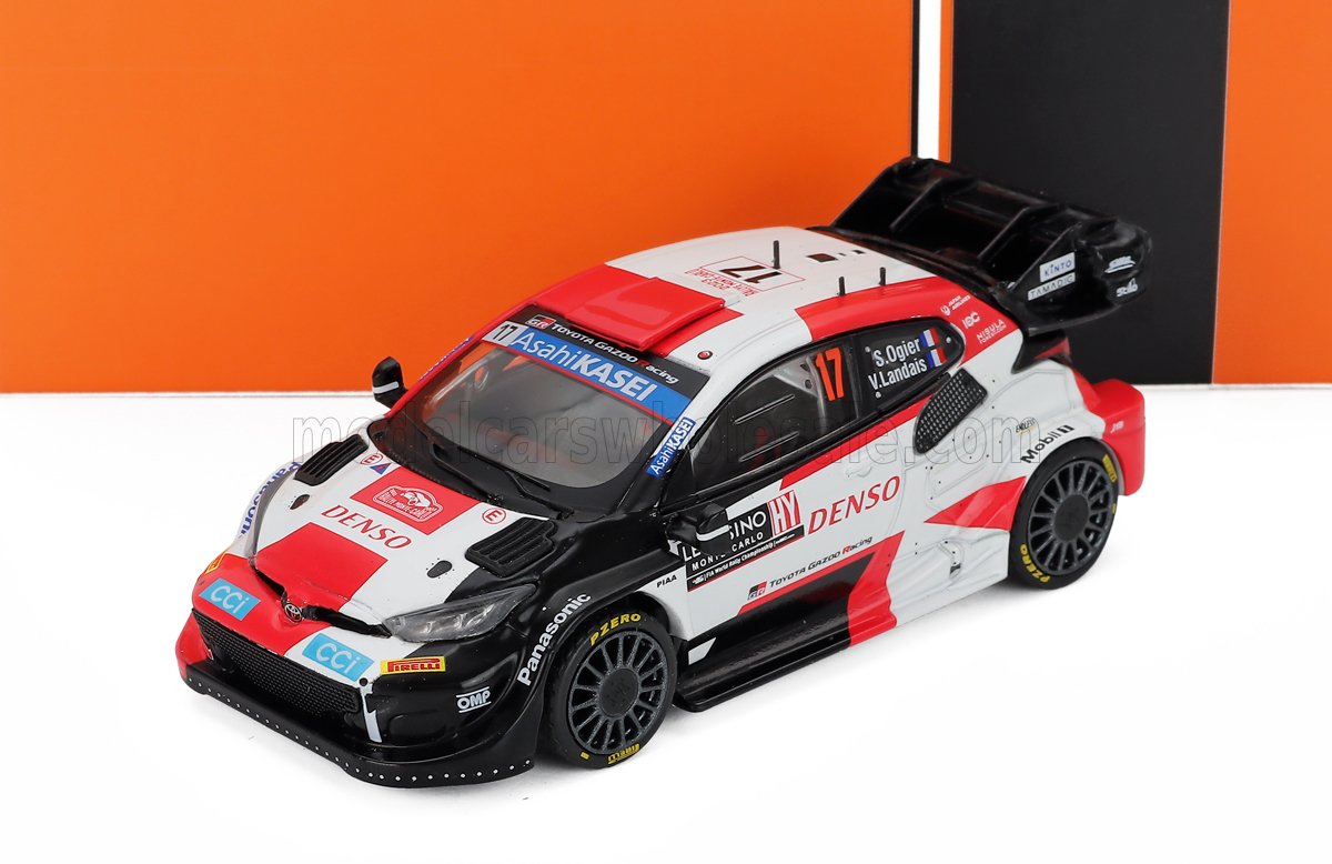 Toyota Yaris GR Hybrid Rally1 Team Toyota Gazoo Racing WRT No. 17 Sebastien Ogier Vincent Landais Winner Rally Monte Carlo 2023 IXO Models 1:43 scale model