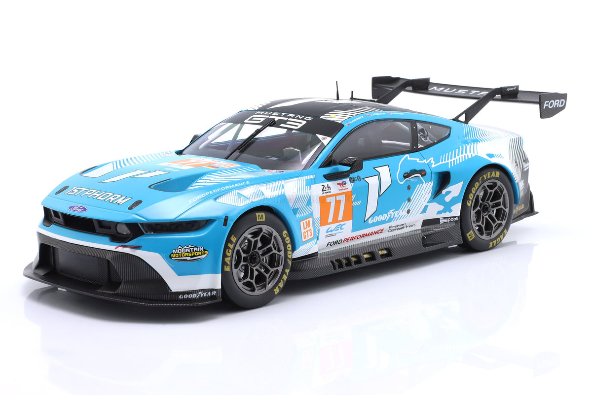 Ford Mustang GT3 Proton Competition No. 77 Ben Barker Zacharie Robichon Ryan Hardwick 24h Le Mans 2024 IXO Models 1:18 scale model