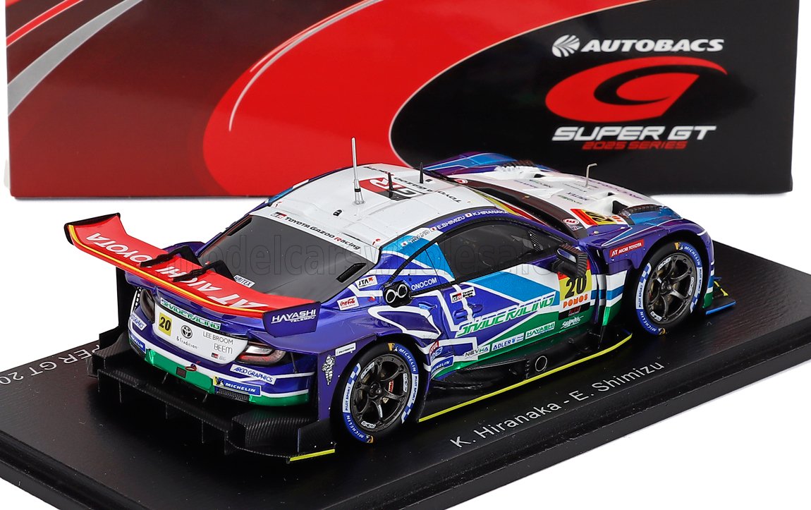 TOYOTA - GR86 GT TEAM SHADE RACING N.º 20, Classe GT300, SUPER GT 2025, KATSUYUKI HIRANAKA - EIJIRO SHIMIZU - AZUL E BRANCO - Modelo em escala no Vroomi
