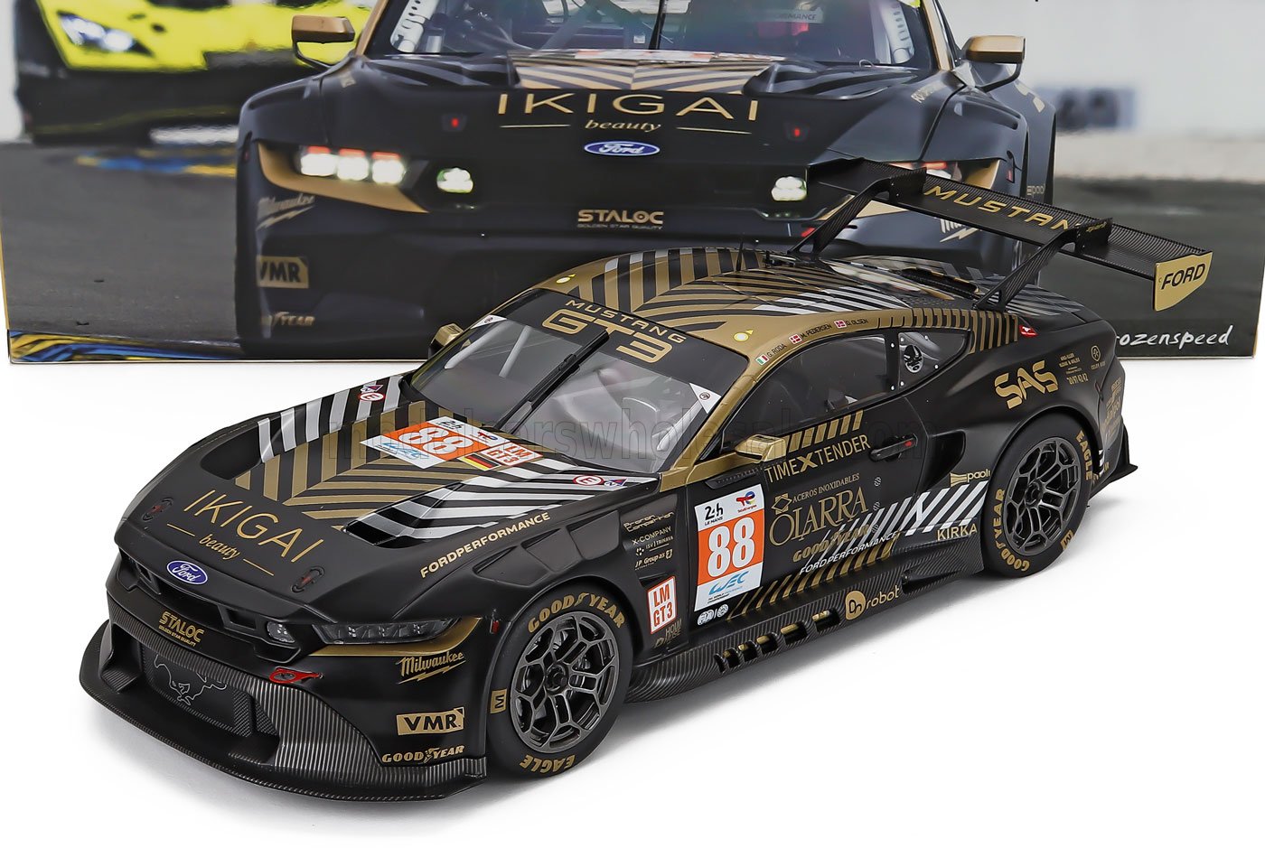 Ford Mustang GT3 Coyote Proton Competition No. 88 Giorgio Roda Mikkel Overgaard Pedersen Dennis Olsen 3rd LMGT3 24h Le Mans 2024 IXO Models 1:18 scale model