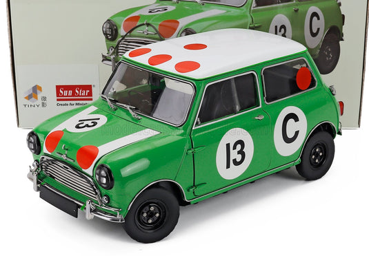 Mini Cooper S No. 13 Winner Bathurst Gallaher 500 Rauno Aaltonen Bob Holden 1966 Green White Sun-Star 1:12 scale model