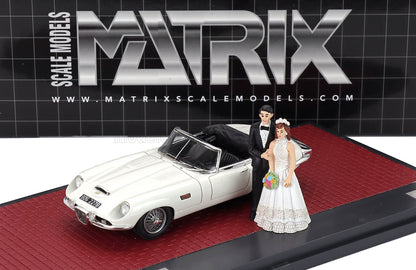 JAGUAR - E-TYPE FRUA ROADSTER OPEN 1964 - HUWELIJK - NET GETROUWD - BRUILOFT MET 2 FIGUREN - WIT