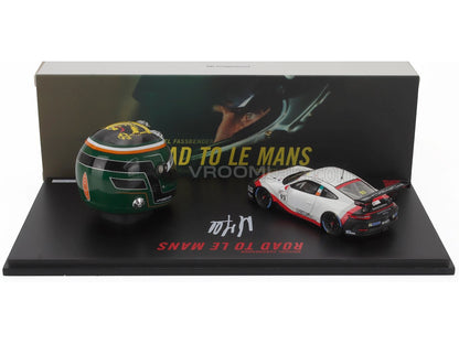 PORSCHE - 911 991 RSR TEAM PROTON COMPETITION RACING N 93 ELMS (EUROPEAN LE MANS SERIES) 2021 + CASCO HELMET SCALE 1/5 MICHAEL FASSBENDER - FELIPE FERNANDEZ LASER - RICHARD LIETZ - JAXON EVANS - WHITE