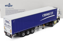 Choquet Transports Renault truck scale model car by Vroomi, detailed blue and white semi-trailer replica