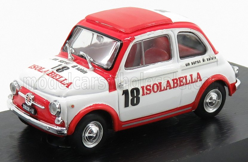 Fiat Nuova 500D Amaro Isolabella 1960 White Red Brumm 1:43 scale model