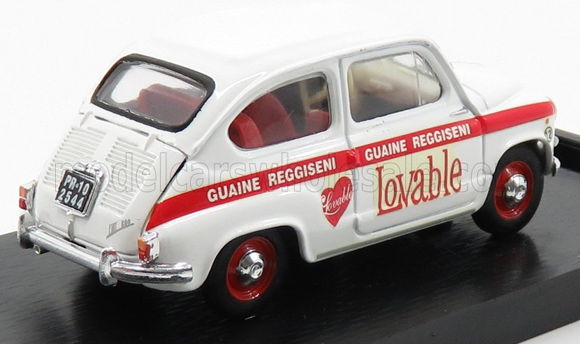Fiat 600D Abbigliamento Intimo Lovable 1965 White Red Brumm 1:43 scale model - image 2