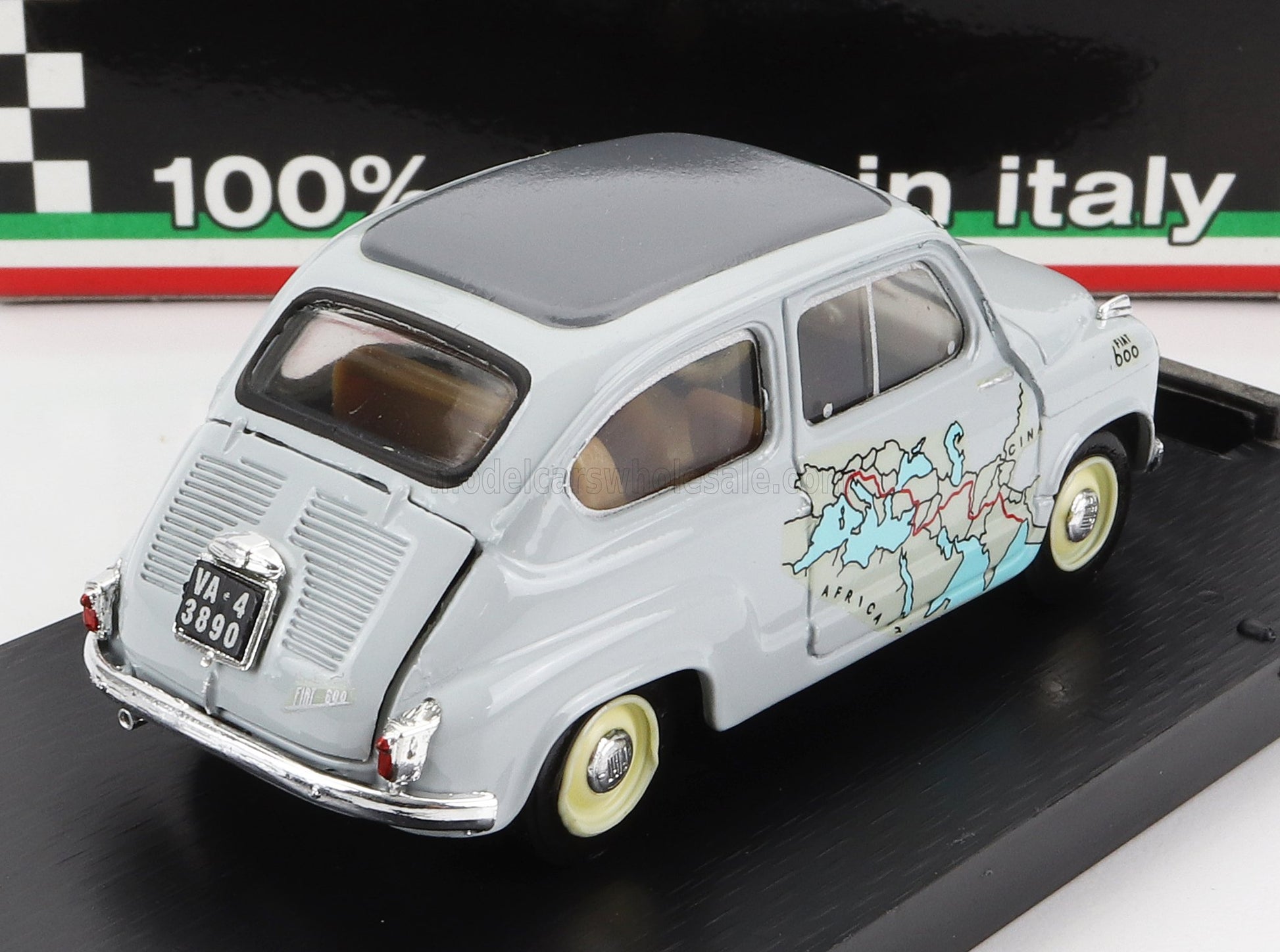 FIAT - 600 RALLY RAID ROMA-CALCUTTA 1955 13.260Km IN 11 GIORNI - 11 DAYS - GREY Scale model car on Vroomi