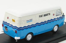 Blue and white Fiat Abarth van model with river team logo, available for purchase on Vroomi