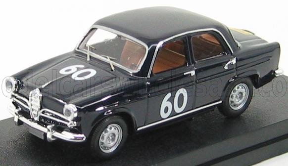 Voiture miniature 1:43 bleu foncé N 60 avec livrée de course, présentée sur support — Vroomi
