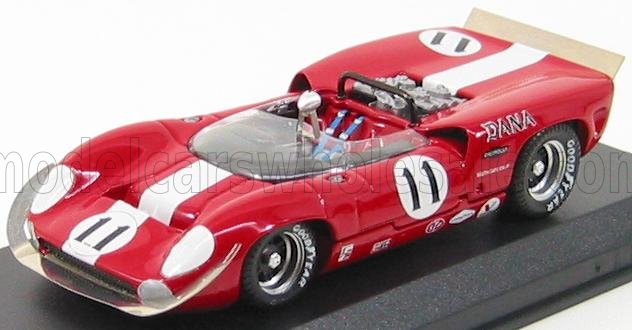 LOLA - T70 SPIDER N 11 LAGUNA SECA 1967 L.MOTSCHENBAKER - ROSSO BIANCO - Vroomi