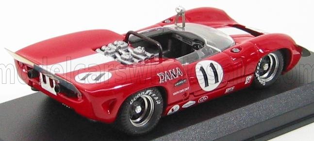 LOLA - T70 SPIDER N 11 LAGUNA SECA 1967 L.MOTSCHENBAKER - ROSSO BIANCO - Vroomi