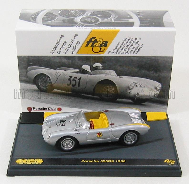 Porsche 550RS Spider 1956 Silver Brumm 1:43 scale model
