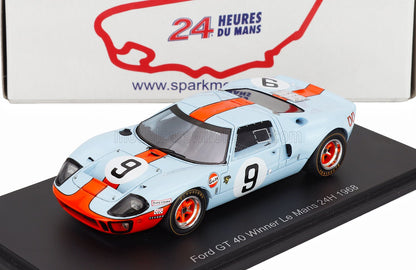 FORD USA - GT40 4.9L V8 TEAM JW AUTOMOTIVE ENGINEERING GULF N 9 WINNER 24h LE MANS 1968 LUCIEN BIANCHI - P.RODRIGUEZ - LIGHT BLUE ORANGE