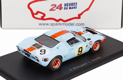 FORD USA - GT40 4.9L V8 TEAM JW AUTOMOTIVE ENGINEERING GULF N 9 WINNER 24h LE MANS 1968 LUCIEN BIANCHI - P.RODRIGUEZ - LIGHT BLUE ORANGE
