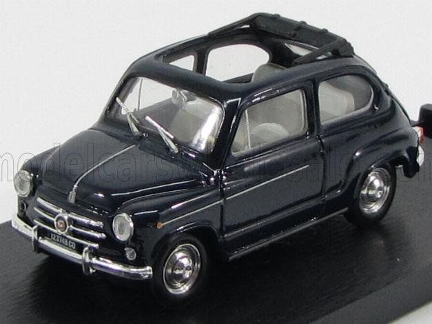 Voiture miniature Fiat 500 noire avec capote décapotable, sur socle noir — Vroomi