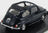 Voiture miniature 1:43 noire de la Fiat 500 classique, sur socle noir — Vroomi