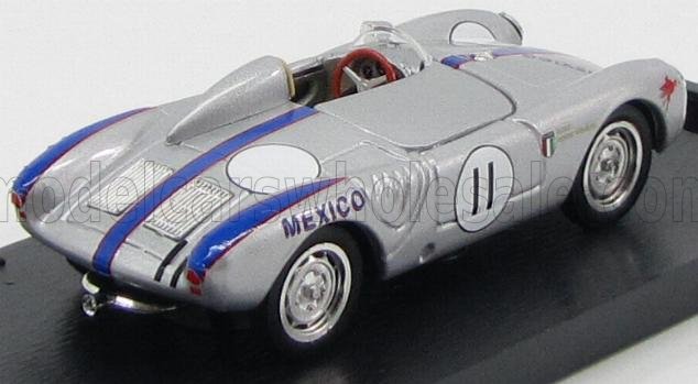 Porsche 550A RS Spider No. 11 Riverside Mexico 1957 Ricardo Rodriguez Silver Blue Brumm 1:43 scale model - image 2