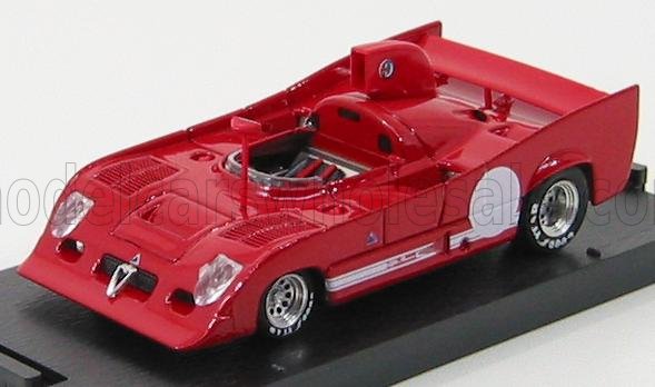 Voiture miniature rouge au design de course épuré, présentée sur socle noir — Vroomi