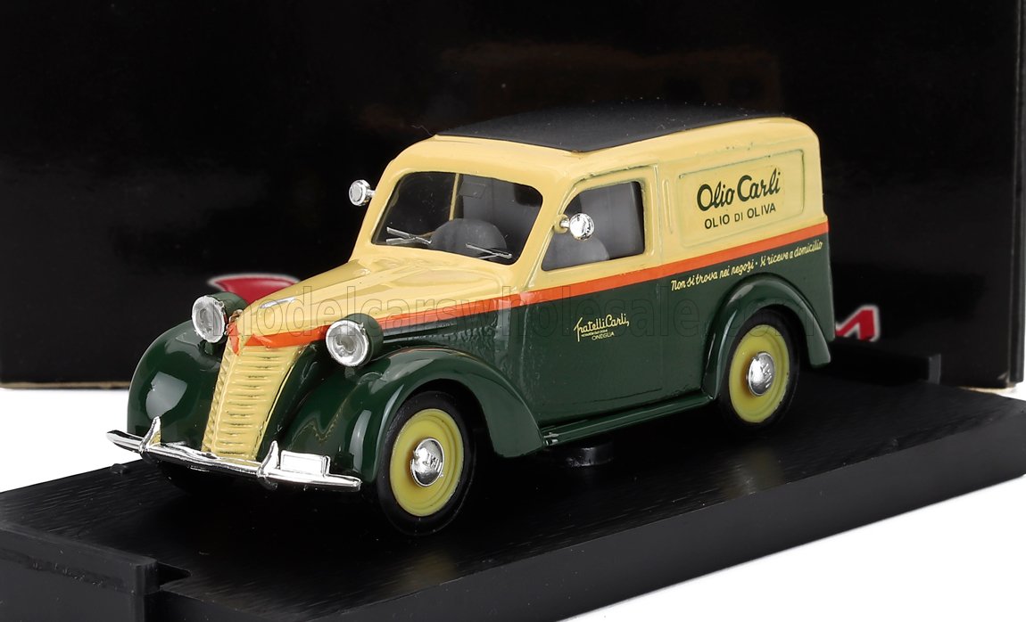 FIAT - 1100E VAN FURGONE OLIO CARLI 1946 - GREEN CREAM Scale model car on Vroomi