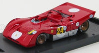 Coche a escala Ferrari rojo N 24 con decoración de competición, sobre peana negra — Vroomi