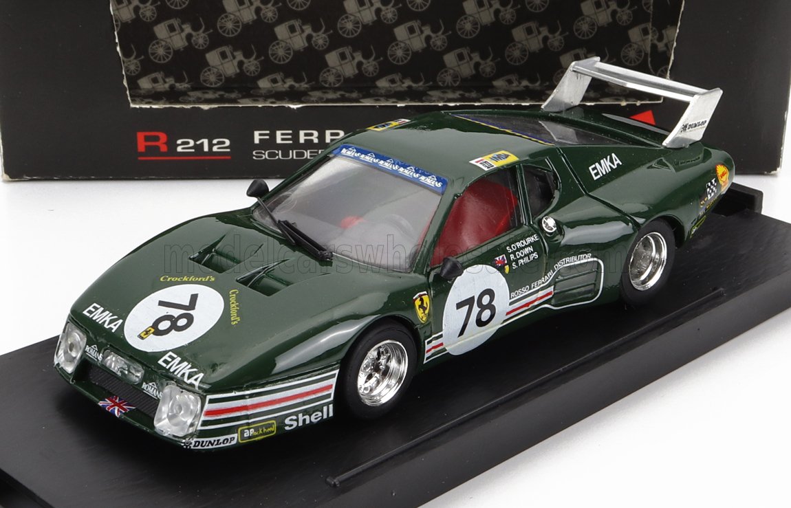 FERRARI - 512BB SCUDERIA EMKA N. 78 24 Ore di Le Mans 1980 S. O'ROURKE - R. DOWN - S. PHILIPS - GREEN modellino in scala modellino Vroomi