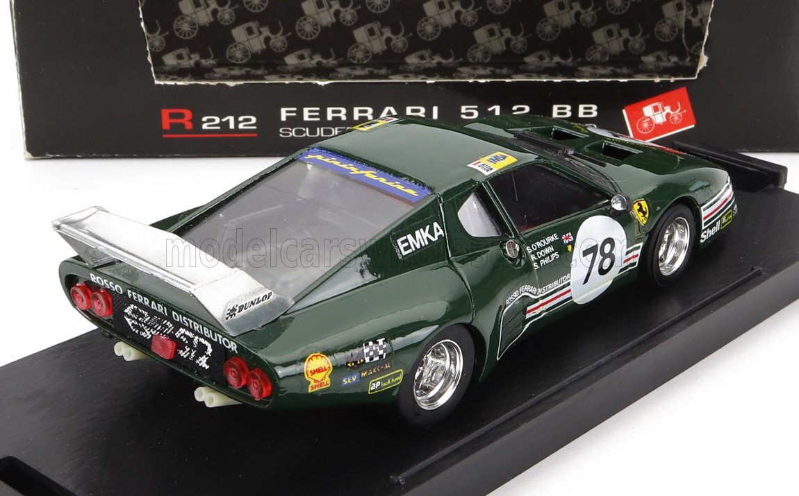 FERRARI - 512BB SCUDERIA EMKA N. 78 24 Ore di Le Mans 1980 S. O'ROURKE - R. DOWN - S. PHILIPS - GREEN modellino in scala modellino Vroomi