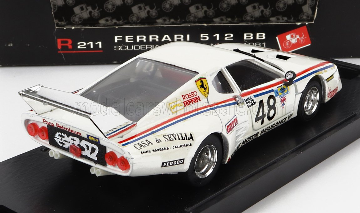 FERRARI - 512BB SCUDERIA ROSSO N. 48 24 Ore di Le Mans 1981 M. SALMON - S. PHILIPS - S. EARLE - WHITE modellino in scala modellino Vroomi
