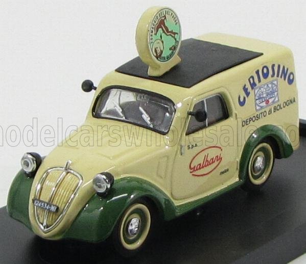 FIAT - 500B FURGONE VAN VEICOLO COMMERCIALE PUBLICITAIRE GALBANI MELZO MILANO DEPOSITO DI BOLOGNA 1950 - CREAM GREEN Scale model car on Vroomi
