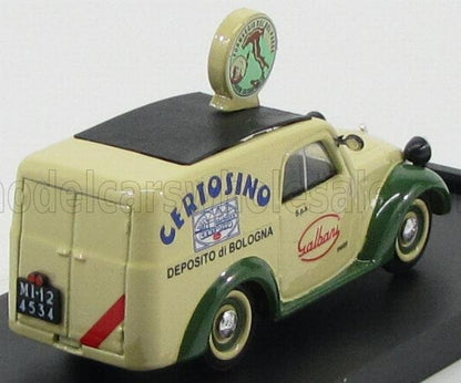 FIAT - 500B FURGONE VAN VEICOLO COMMERCIALE PUBLICITAIRE GALBANI MELZO MILANO DEPOSITO DI BOLOGNA 1950 - CREAM GREEN Scale model car on Vroomi