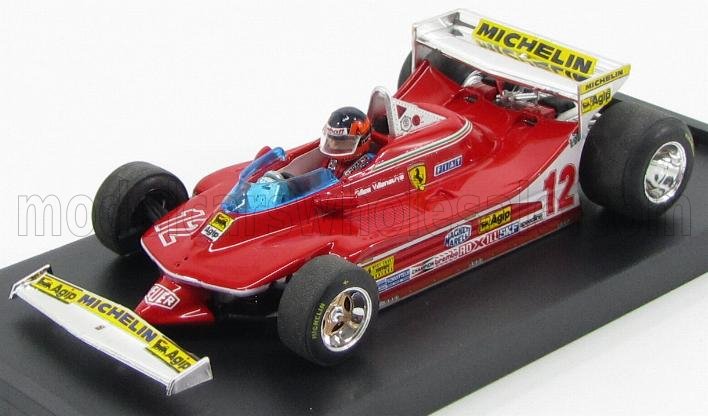 FERRARI - F1 312T4 N 12 PROVE ALA POSTERIORE OVEST USA GP 1979 GILLES VILLENEUVE + PILOT - RED Scale model car on Vroomi