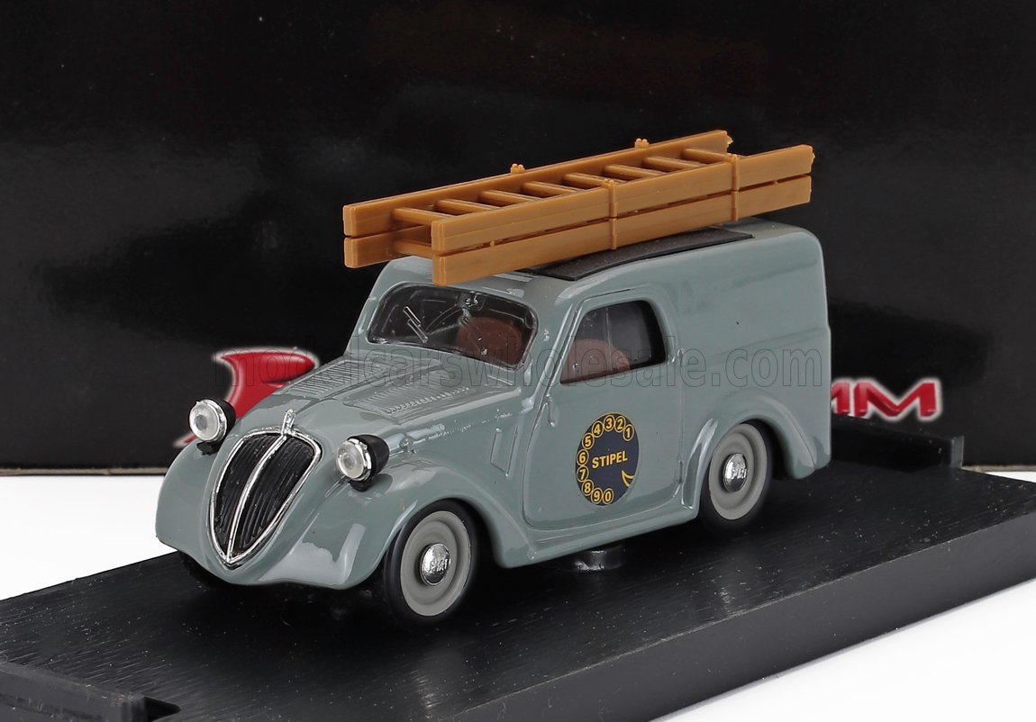 Voiture miniature vintage grise avec échelle sur le toit, présentée chez Vroomi pour les collectionneurs