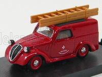 Rood vintage brandweerbusje schaalmodel met ladder, door Vroomi samengesteld voor verzamelaars