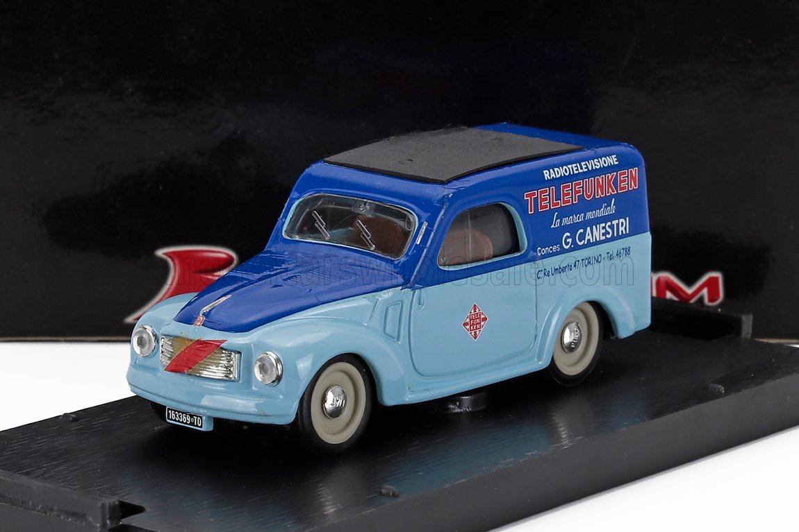Fiat 500C Belvedere Van Telefunken Assistenza 1950 Light Blue Brumm 1:43 scale model