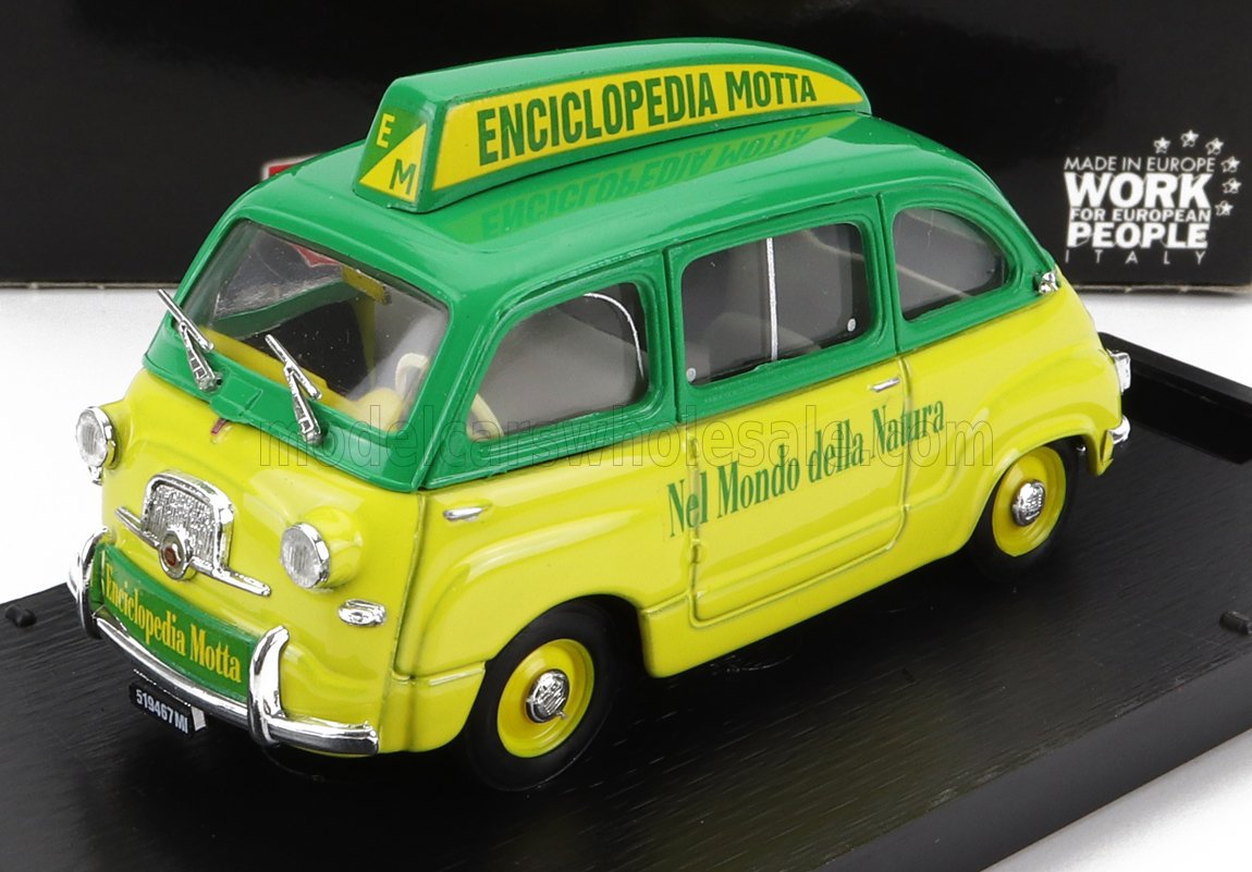 Fiat 600 Multipla Enciclopedia Motta 1956 Yellow Green Brumm 1:43 scale model