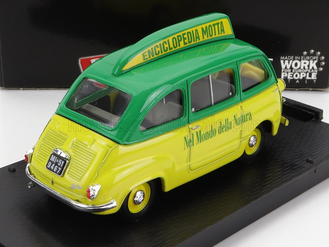 FIAT - 600 MULTIPLA - ENCICLOPEDIA MOTTA 1956 - YELLOW GREEN Scale model car on Vroomi