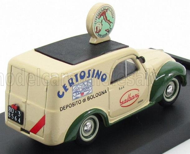 FIAT - 500C FURGONE VEICOLO COMMERCIALE PUBBLICITARIO GALBANI MELZO MILANO DEPOSITO DI BOLOGNA 1950 - VERDE CREMA modellino in scala modellino Vroomi