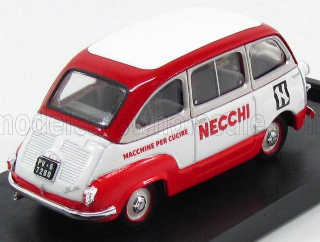 FIAT - 600 MULTIPLA VEICOLO COMMERCIALE MACCHINE PER CUCIRE NECCHI 1960 - WHITE RED Scale model car on Vroomi