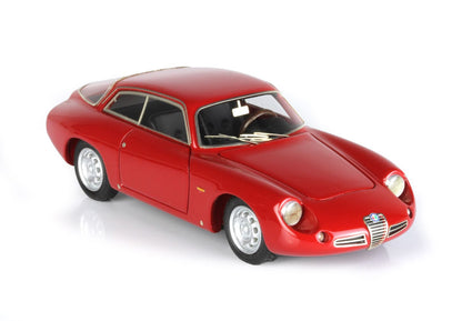 Red classic Alfa Romeo model car with silver wheels, detailed headlights and interior, offered via Vroomi