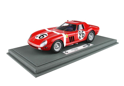 Red Ferrari 250 GTO race car model with number 26 on a display base, offered on Vroomi