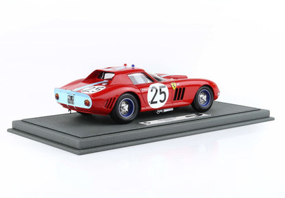 Red Ferrari 250 GTO race car model with number 25 on white display base available on Vroomi