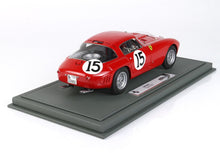 Red Ferrari 340 MM model car with number 15 on doors and hood, displayed on gray base, available on Vroomi