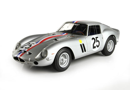 Silver vintage race car with number 25 and red-white-blue stripe, available via Vroomi